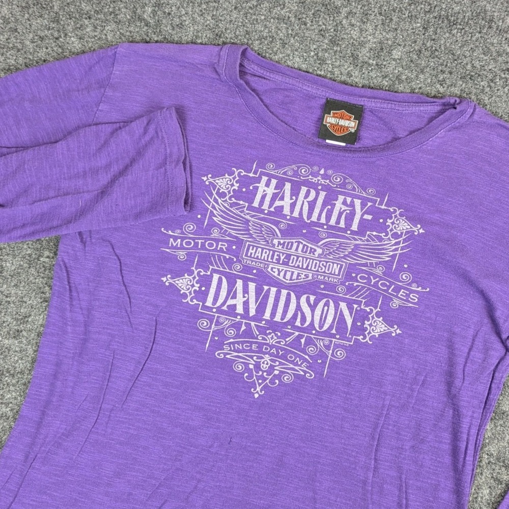 Harley-Davidson Purple Long Sleeve Graphic T-Shirt XXL Vandervest Wisconsin